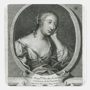 Medallion portrait of Madame de La Fayette Square Sticker