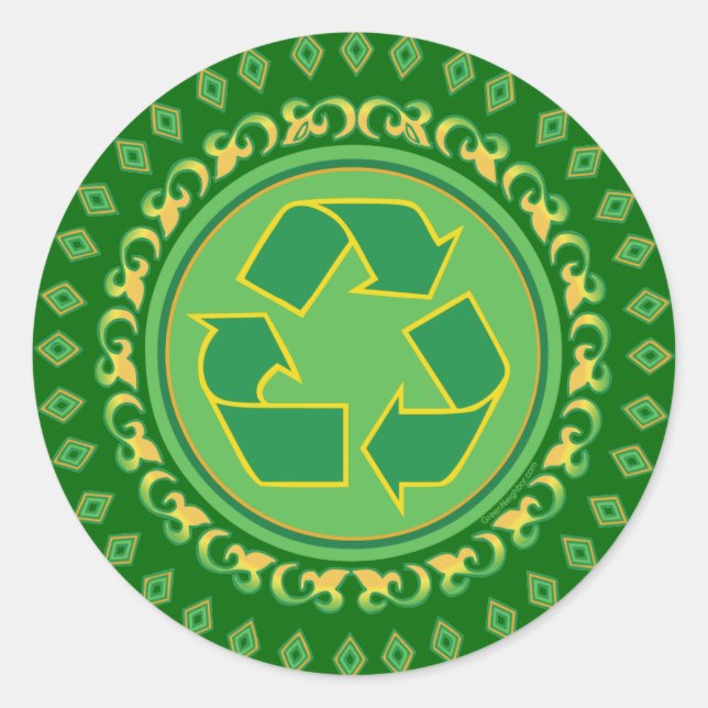 Medallion Recycle Sign Classic Round Sticker (Front)