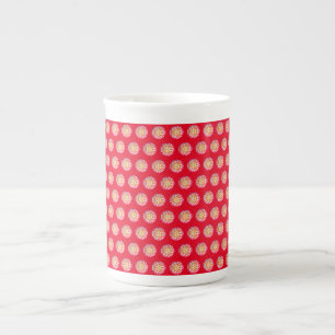 Medallion Red Bone China Mug