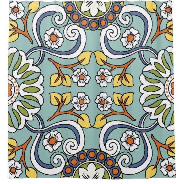 Medallion Turkish Style Vintage Pattern Shower Curtain (Front)