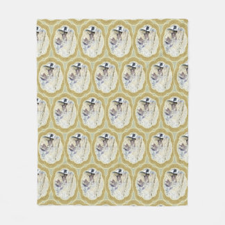Medallions in Blue and Earth Green Fleece Blanket