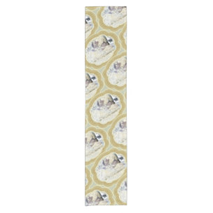 Medallions in Blue and Earth Green Short Table Runner