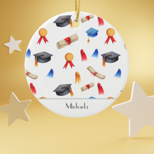 Medals and Graduation Caps Graduate Christmas Ceramic Ornament
