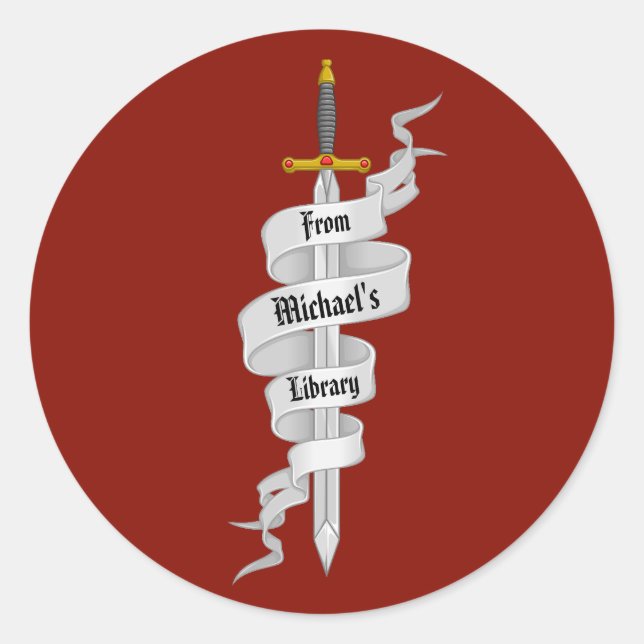 Medeival Sword From the Library of Classic Round Sticker (Front)