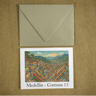 Medellin Colombia Comuna 13 Travel Art Postcard