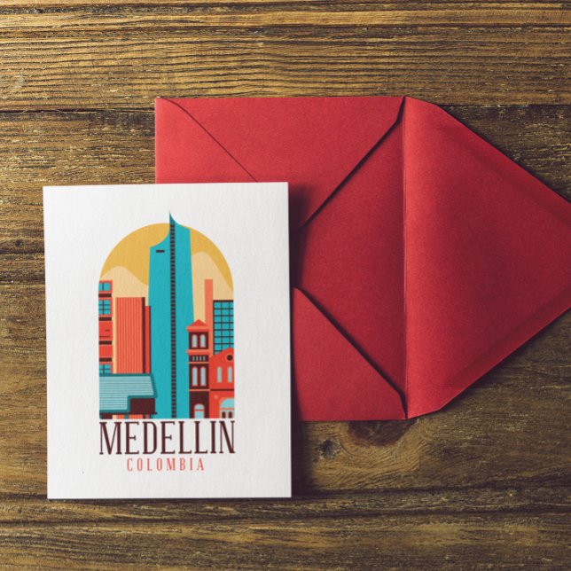 Medellin Colombia Vintage Cityscape   Postcard (Medellin Colombia Vintage Cityscape Postcard)