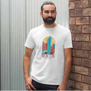 Medellin Colombia Vintage Cityscape T-Shirt