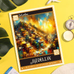 Medellín, Colombia | Vintage Painting Postcard<br><div class="desc">Transport yourself to the colourful streets of Medellin, Colombia, with our captivating Vintage Painting Postcard. This stunning illustration captures the essence of Medellin's vibrant culture and picturesque landscapes in a timeless vintage style. Each brushstroke is imbued with energy and emotion, creating a dynamic portrayal that draws you into the heart...</div>