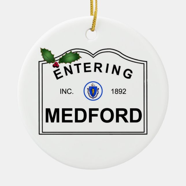 Medford MA Ceramic Tree Decoration (Front)