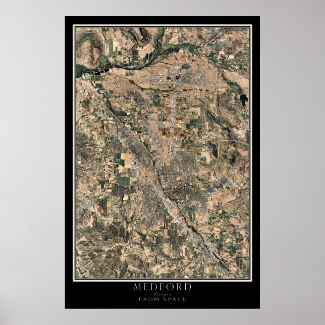Medford Oregon Satellite Poster Map (Front)