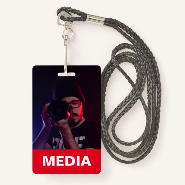 Media All Access Pass Photo ID  ID Badge (Front with Lanyard)