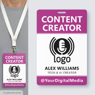 Media ID Pass Logo Content Creator Pink Security Badge