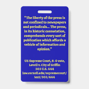 Media, Press badge ID Badge