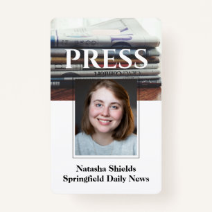 Media Press Employee Staff Photo ID With Name ID Badge