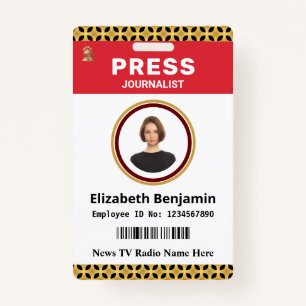 Media Press Pass Journalist Photo ID Card Custom ID Badge