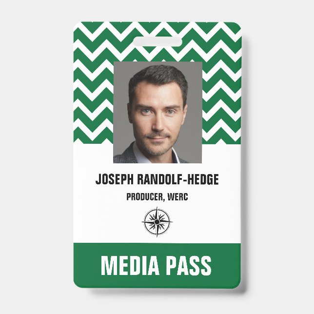 MEDIA SECURITY PASS - Photo I.D. Badge ID Badge (Front)