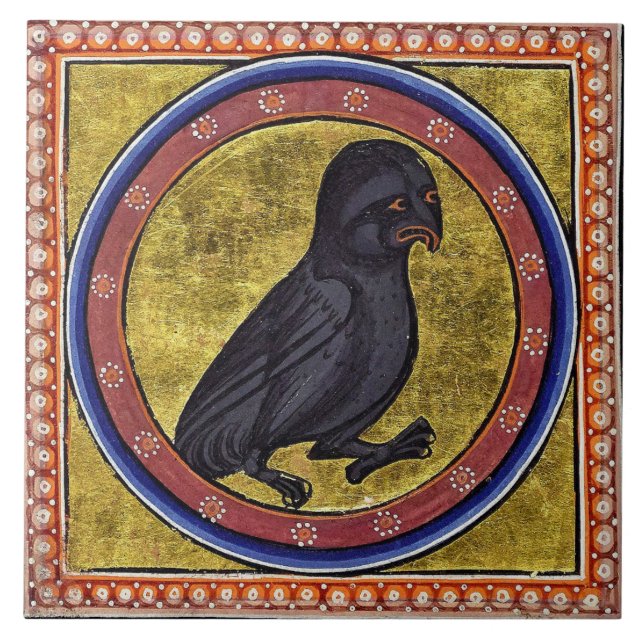 Mediaeval Aberdeen Bestiary Owl Ceramic Tile (Front)