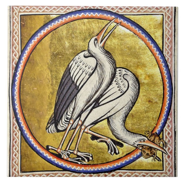 Mediaeval Aberdeen Bestiary Storks Ceramic Tile (Front)