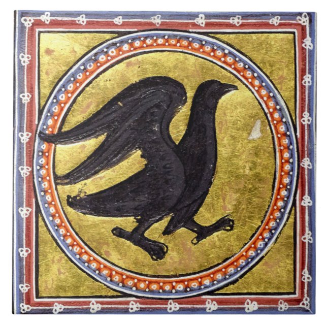 Mediaeval Aberdeen Bestiary Woodpecker Ceramic Til Ceramic Tile (Front)