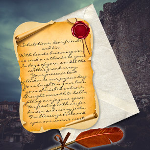 Mediaeval Aged Scroll Wax Seal Wedding Thank You