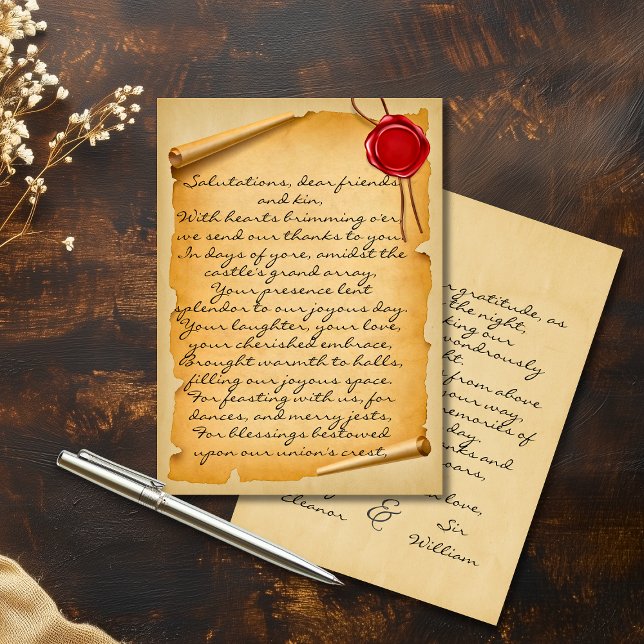 Mediaeval Aged Scroll Wax Seal Wedding Thank You (Medieval Aged Scroll Wax Seal Wedding Thank You
)