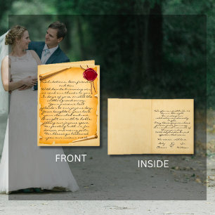 Mediaeval Aged Scroll Wax Seal Wedding Thank You Card