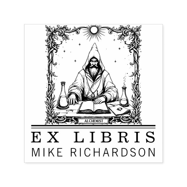 Mediaeval Alchemist Bookplate Stamp (Design)