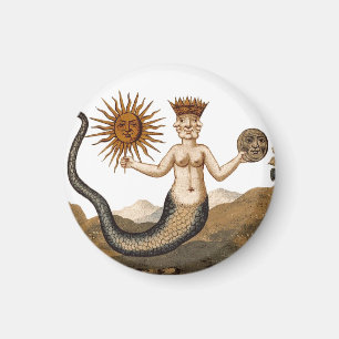 Mediaeval Alchemy Symbol - Merman with Sun and Moo Magnet