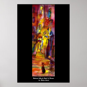 Mediaeval alley by night in Florence Poster