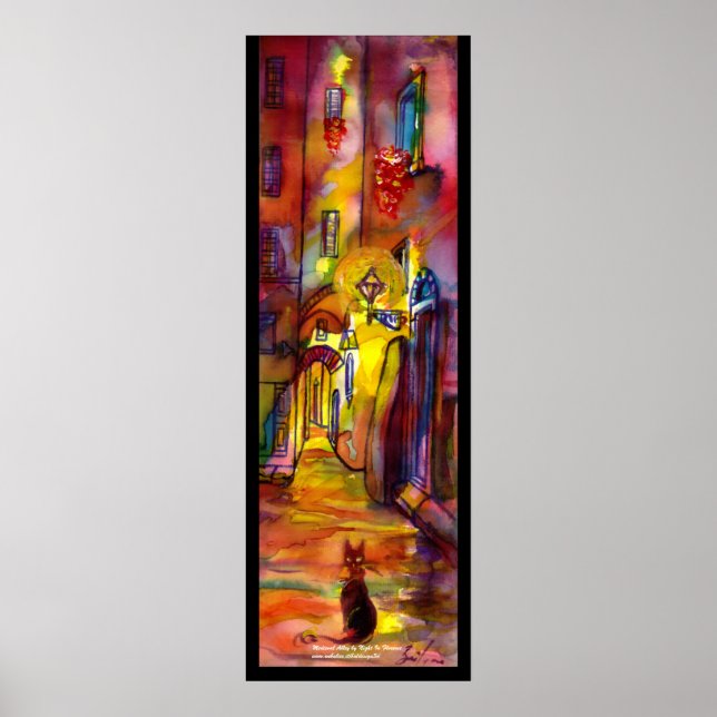Mediaeval alley by night in Florence Poster (Front)