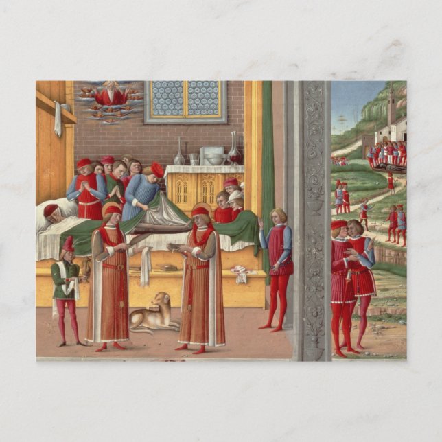 Mediaeval amputation scene postcard (Front)