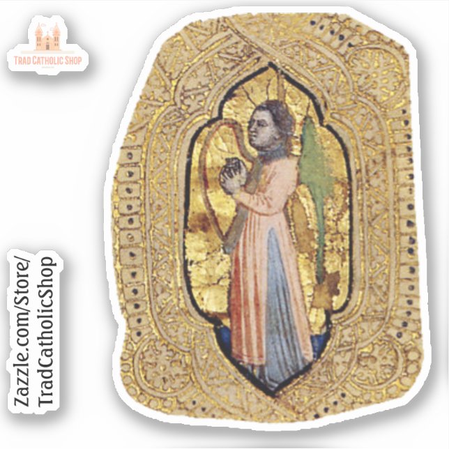 Mediaeval Angel With Harp Gold Renaissance Fine Ar (Front)