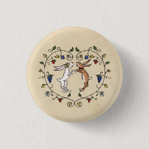 Mediaeval animals bride and groom in heart badge