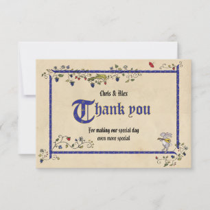 Mediaeval animals thank you flat card