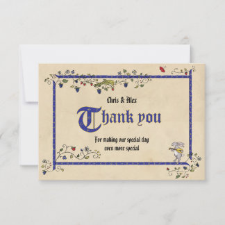 Mediaeval animals thank you flat card