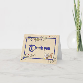 Mediaeval animals thank you folded card