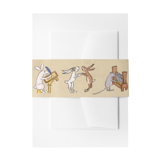 Mediaeval animals wedding invitation bellyband belly band (Front Example)