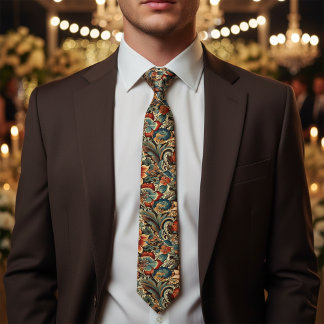 Mediaeval Antique Inspired Floral Motifs Tie