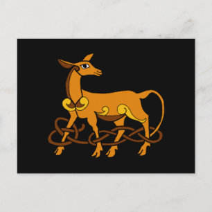 Mediaeval Art Celtic Knot Brown Deer Postcard