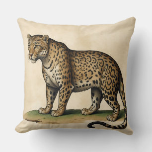 Mediaeval Art Leopard with Long Tail Animal Cushion