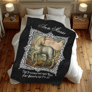 Mediaeval Art Unicorn Baroque Black Gothic Fleece Blanket