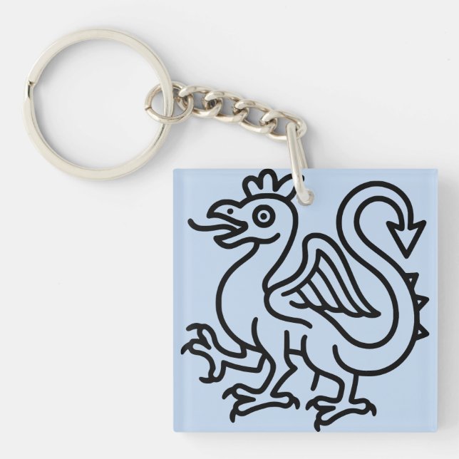 Mediaeval Basilisk Sigil Fantasy Heraldry Mythical Key Ring (Front)