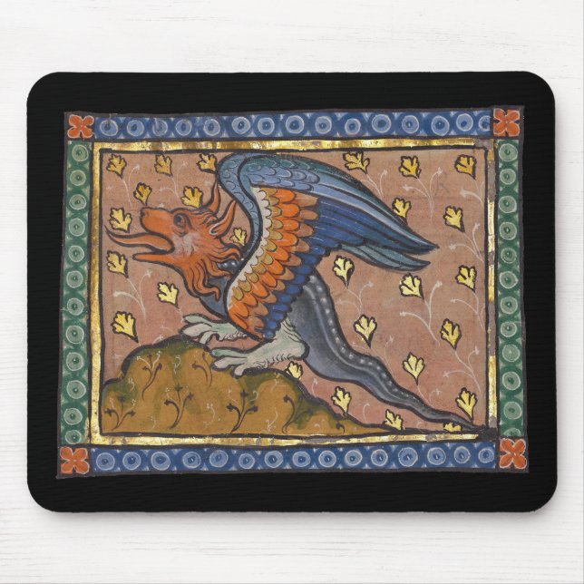 Mediaeval Bestiary Dragon c. 1270 Mouse Pad (Front)