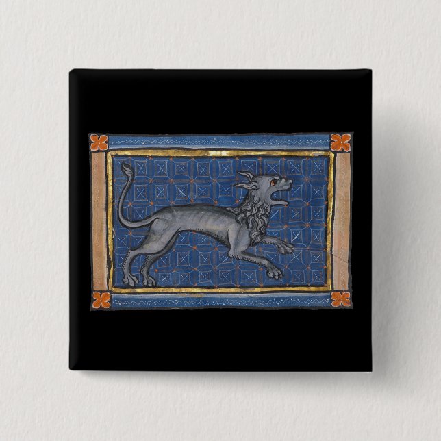 Mediaeval Bestiary Hyena c. 1270 15 Cm Square Badge (Front)