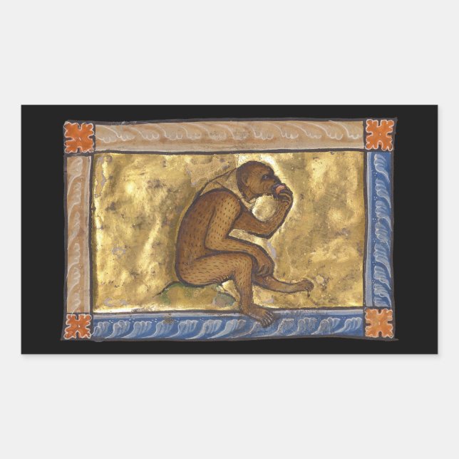 Mediaeval Bestiary Monkey c. 1270 Rectangular Sticker (Front)
