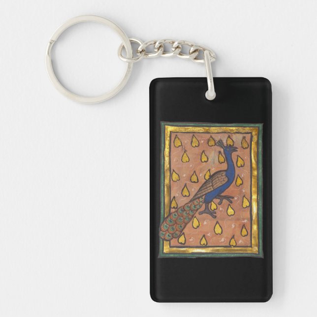 Mediaeval Bestiary Peacock c. 1270 Key Ring (Front)