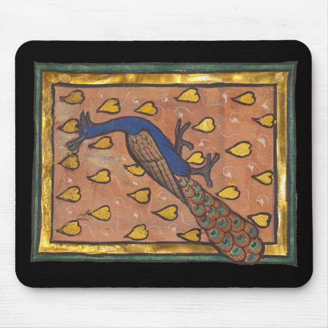 Mediaeval Bestiary Peacock c. 1270 Mouse Pad (Front)
