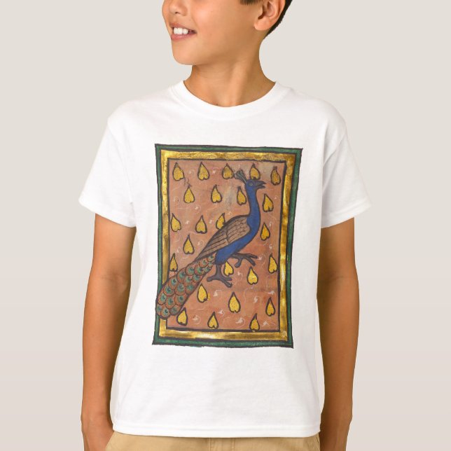 Mediaeval Bestiary Peacock c. 1270 T-Shirt (Front)