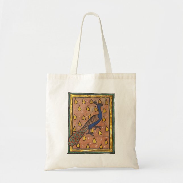 Mediaeval Bestiary Peacock c. 1270 Tote Bag (Front)