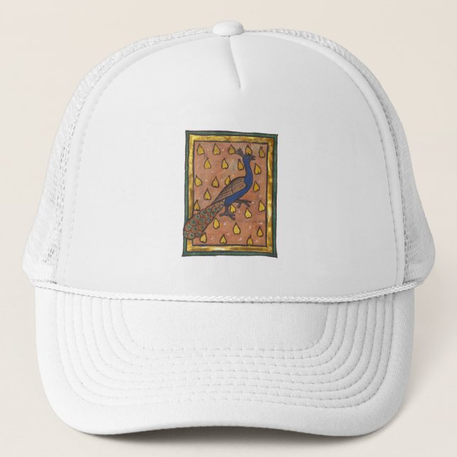 Mediaeval Bestiary Peacock c. 1270 Trucker Hat (Front)